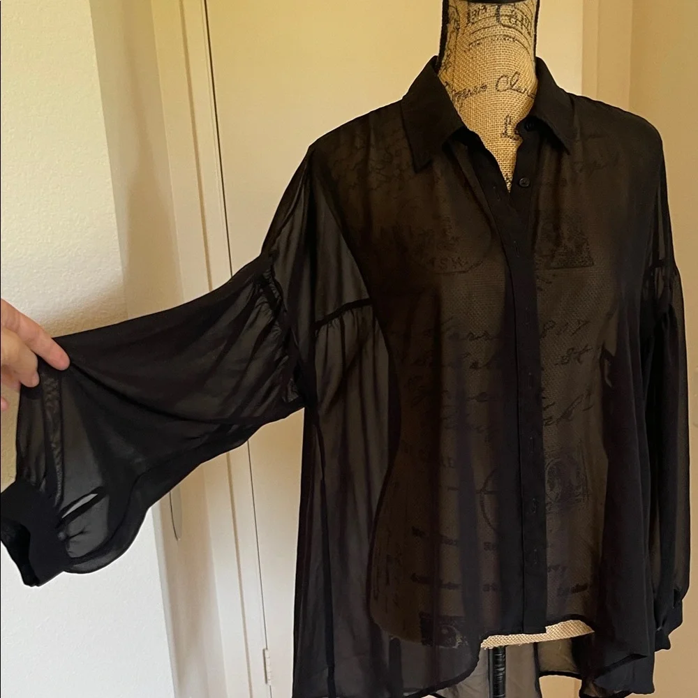 Express Black Sheer Blouse - Picture 2 of 5